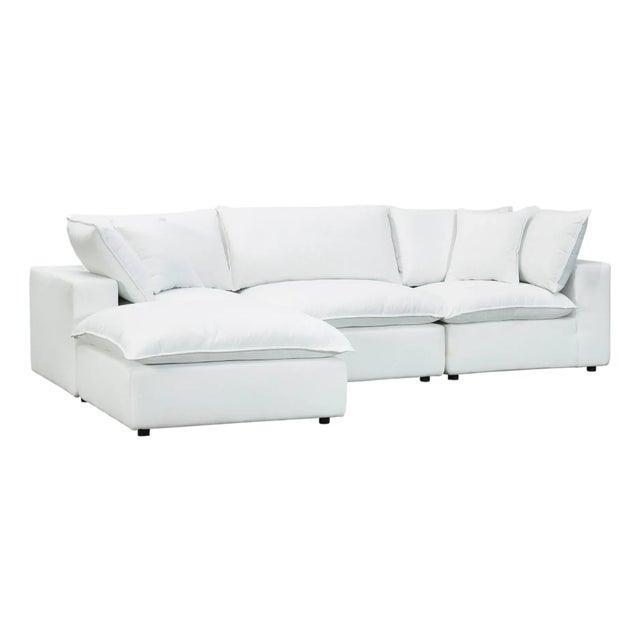 White Cali Pearl Performance Fabric Modular 4 Piece Sectional For Sale - Image 8 of 8