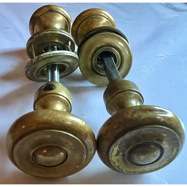 Brass Antique 19th Century Small Size Brass Door Knobs - A Pair For Sale - Image 8 of 13