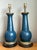 Vintage Blue Gilt Accented Table Wood Half Lamps - Pair For Sale - Image 4 of 11