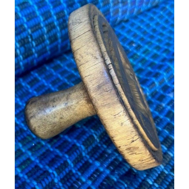 Folk Art 19Thc Hand Carved Cow Butter Stamp For Sale - Image 3 of 5