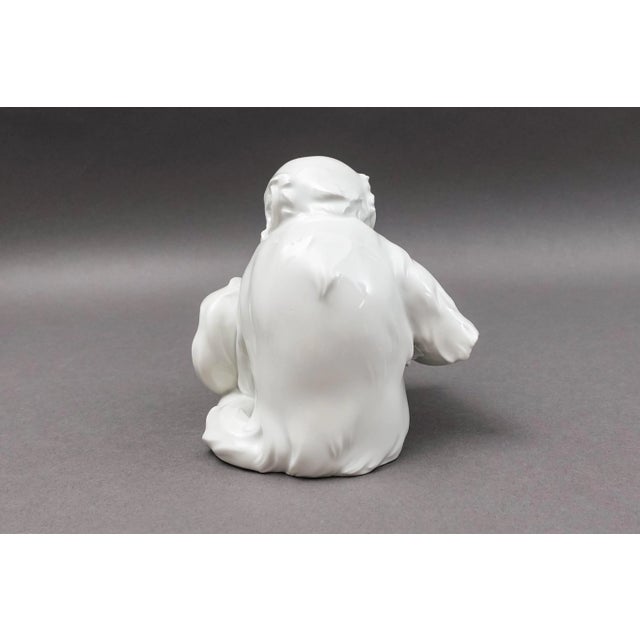 Mid-Century Modern Antique Robert Ullmann Royal Vienna Augarten Wien Austria White Porcelain Sitting Monkey Figurine For Sale - Image 3 of 8