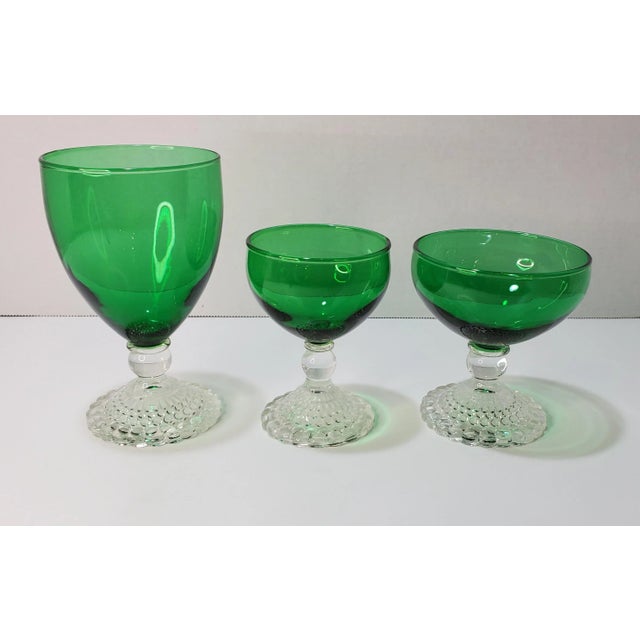 Anchor Hocking Mid Century Anchor Hocking Forrest Green 3 Piece Stemware Set For Sale - Image 4 of 4