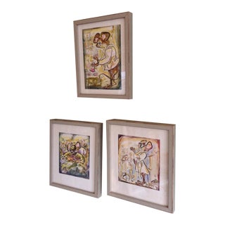 Original Watercolor Grouping by Jadvyga Paukstiene of Mice Professor - Set of 3 For Sale