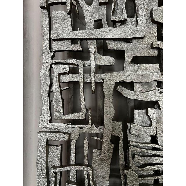 Silver Belgian Brutalist Steel Wall Sculpture, 1960s For Sale - Image 8 of 11