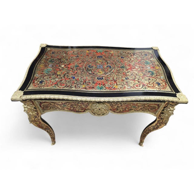 French Boulle Style with Marquetry and Gilt Side Table, 1800 For Sale - Image 3 of 13
