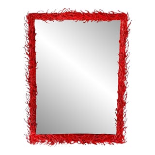 Heavy Vintage Faux Coral Bronze Mirror, Organic Modern Style For Sale