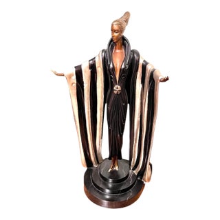 1980s Erte Original Bronze Sculpture Titled "Monaco" For Sale
