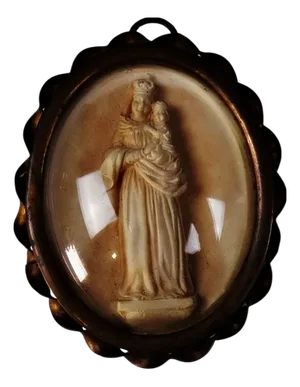 Napoleon III Reliquary Medallion of the Crowned Virgin and Child in Meerschaum, 1800s