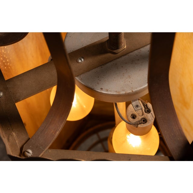 Mid 20th Century Mediterranean Bronze Tone Faux Alabaster Lantern Pendant For Sale - Image 10 of 10