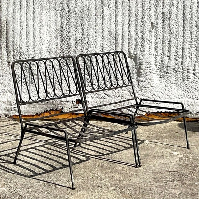 Salterini Vintage Mid-Century Modern Salterini Ribbon Wrought Iron Chairs - Set of 2 For Sale - Image 4 of 6