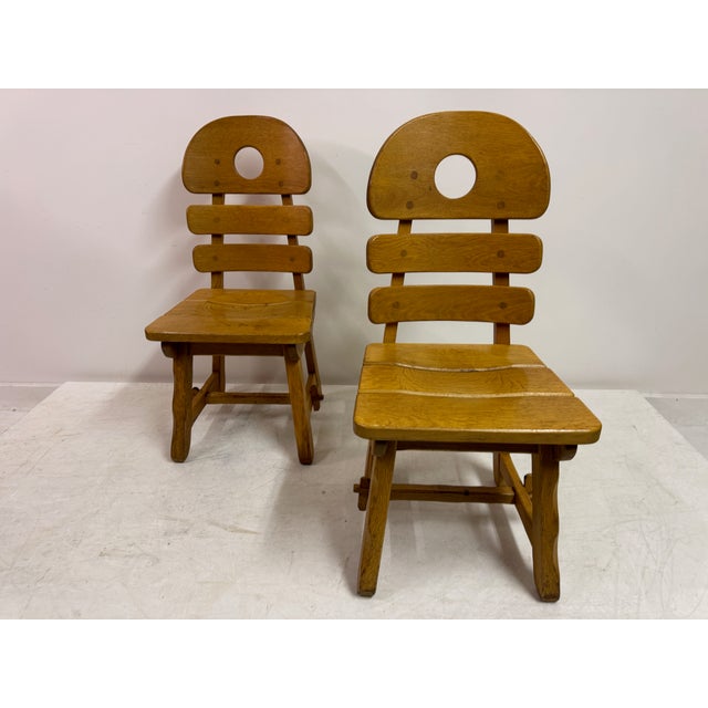 Vintage Brutalist Fish Bone Dining Chairs in Oak, 1970s, Set of 6 For Sale - Image 10 of 18