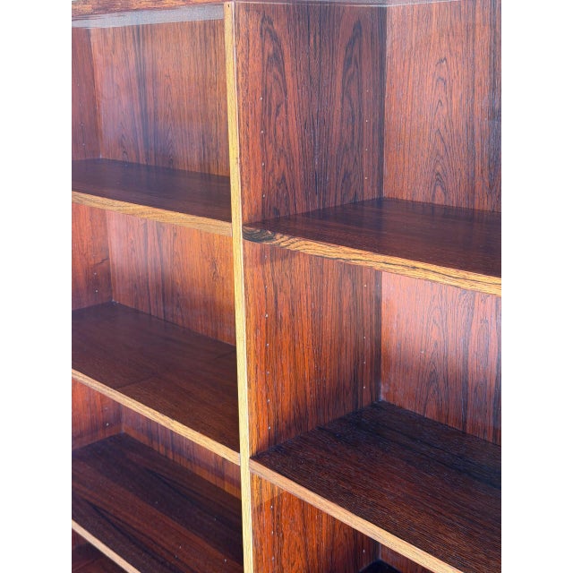 1960s Rosewood Bookcase Large Open Double Column Shelving Unit Vintage Denmark 1960s For Sale - Image 5 of 8