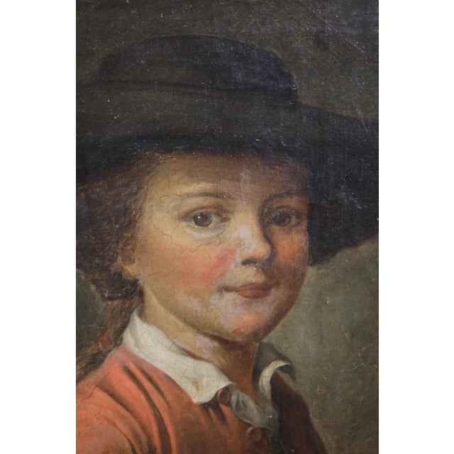 Child with a Hat, 1800s, Oil on Canvas For Sale - Image 5 of 8