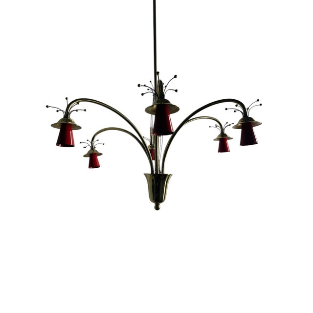 Vintage stilnovo chandelier has been restored and rewired for us in perfect condition