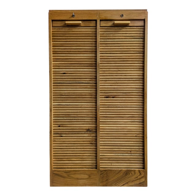 Double Archive Cabinet with Door Shutter in Oak, France, 1930s For Sale