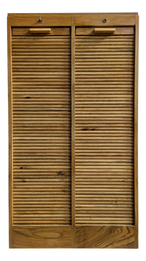 Double Archive Cabinet with Door Shutter in Oak, France, 1930s