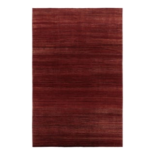 Rug & Kilim’s Oversized Modern Textural Rug, Rich Red Tone-on-Tone Striae For Sale