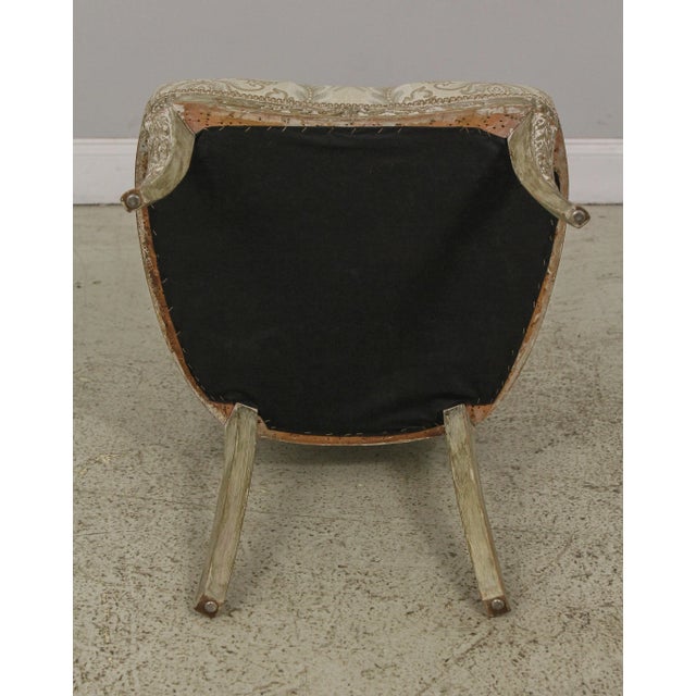 Pair French Regency Paint Decorated Fireside Chairs For Sale - Image 12 of 13