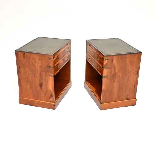 Antique Yew Wood Bedside Tables, 1930, Set of 2 For Sale - Image 3 of 11