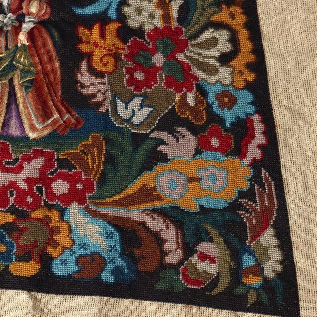 French Antique Louis XIII Pictorial Needlepoint Tapestry 19thC For Sale - Image 3 of 6