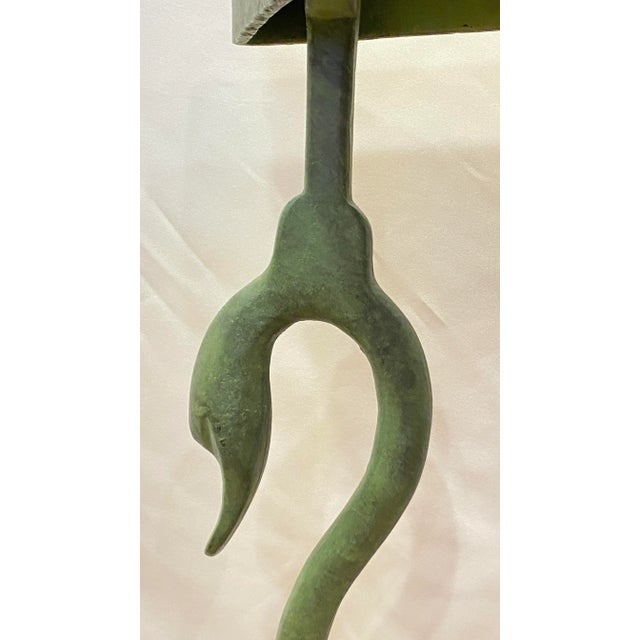 Vintage Mid Century French Wrought Iron With a Verdigris Bronze Finish Demi-Lune Console Table For Sale - Image 9 of 13