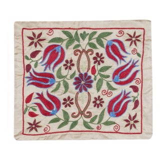 17"x20" Silk Embroidery Cushion Cover. Handmade Pillowcase. Modern Throw Pillow For Sale