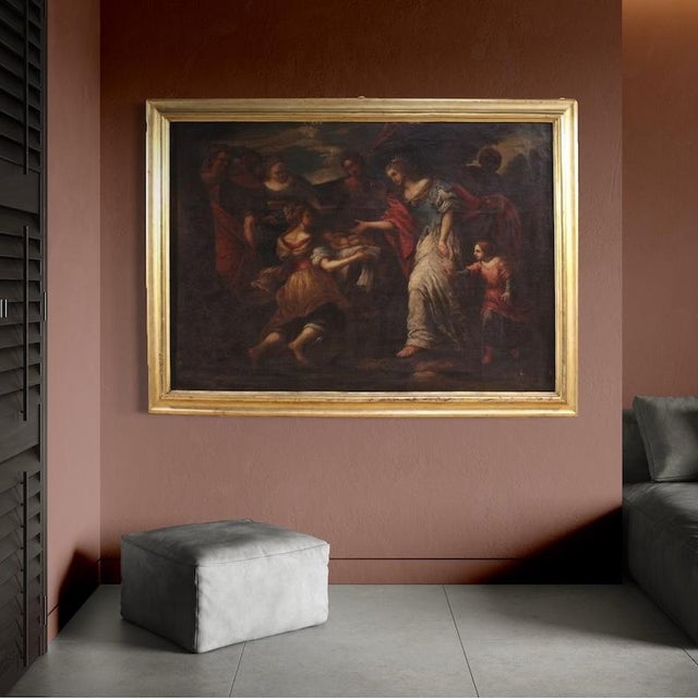 Genoese School Artist, Moses Saved from the Waters, 1670, Oil Painting on Canvas For Sale - Image 6 of 16