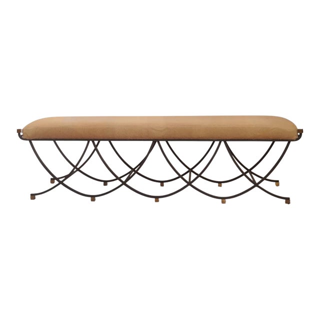 Arteriors Felice Iron Brass Alpaca Bench For Sale