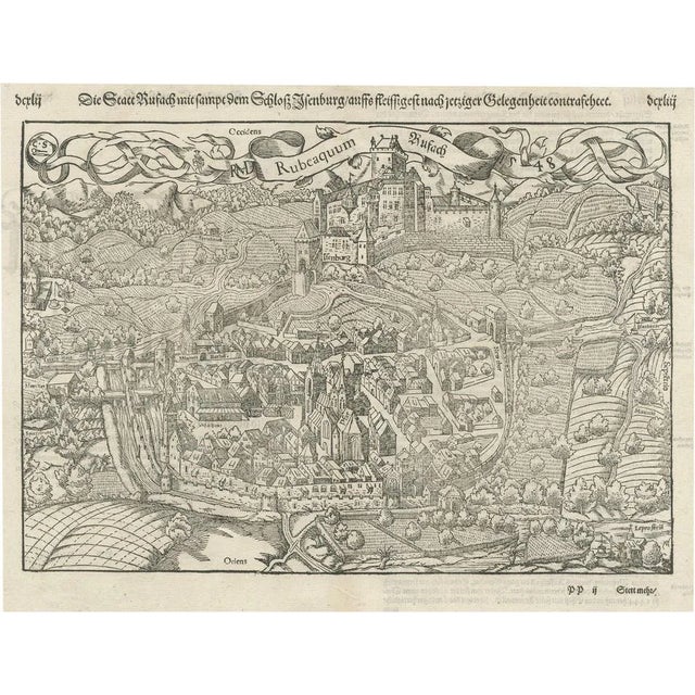 Plan of Rouffach with Chateau Disenbourgh, 1588 For Sale