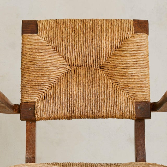French Wood + Rush Armchair, 1940s For Sale - Image 9 of 18