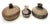 Offered are 3 studio pottery stoneware bud vases crafted from clay with earth-tone glazes such as a dark iron or plum-...