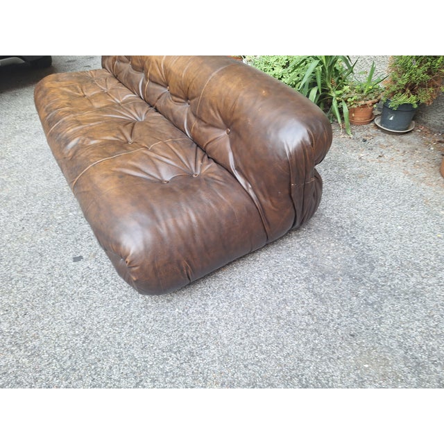 Vintage Soriana Three-Seater Sofa in Dark Brown Leather by Afra and Tobia Scarpa for Cassina, 1960s For Sale - Image 11 of 16