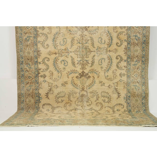 1970s Vintage Turkish Handmade Wool Cotton Beige Area Rug For Sale - Image 4 of 11