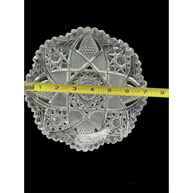 Glass Antique, American Brilliant Period Crystal Glass Hand Cut Low Bowl Made by J Hoare For Sale - Image 7 of 13