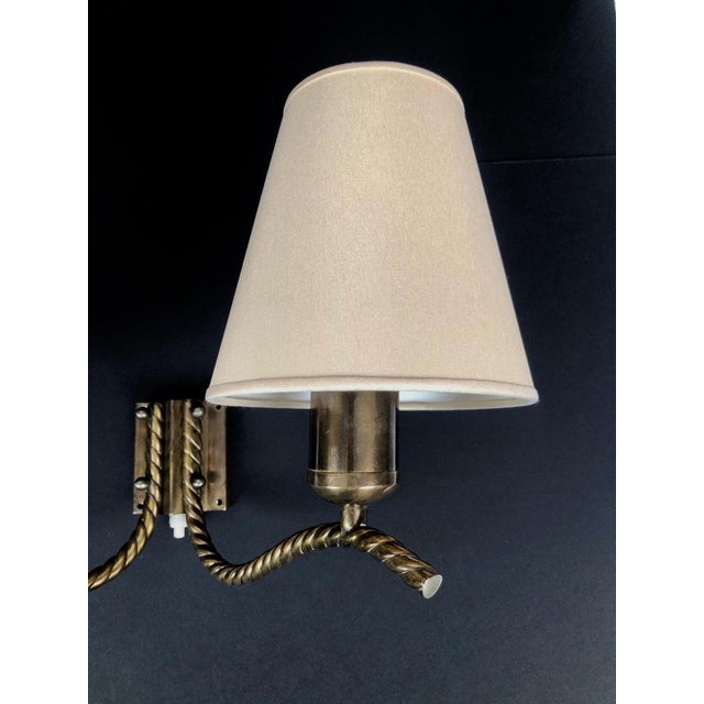 Brass Wall Lamp with Silk Shades, 1930s For Sale - Image 9 of 14