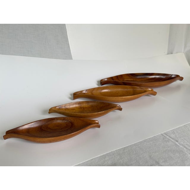 Mid-Century Modern 1960's Sculptural Monkey Pod Wood Serving Tray / Centrepiece Set - Set of 4 For Sale - Image 3 of 11