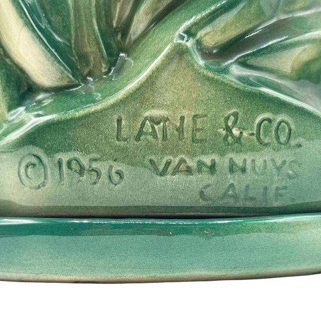 1956 Ceramic Flamingo Tropical Pond Indoor Planter by Lane & Company California For Sale - Image 12 of 12