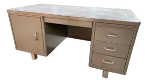 Vintage Mid Century Modern Metal Tanker Desk