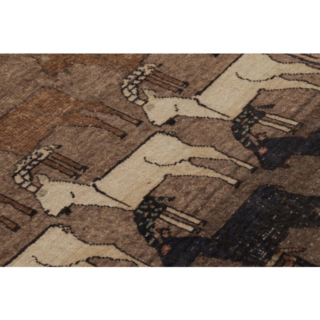 Tribal Vintage Persian Gabbeh Runner in Brown With Ibex Pictorials - Rug & Kilim For Sale - Image 3 of 10