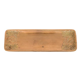 Tiffany Studios New York Zodiac Bronze Doré Pen Tray For Sale