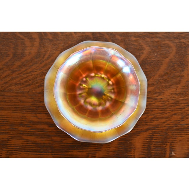 Art Deco Steuben Aurene Iridescent Art Glass Finger Bowl With Underplate For Sale - Image 3 of 10