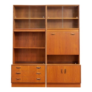1960s Mid Century G Plan Teak Bookcase Wall Unit, A Pair For Sale