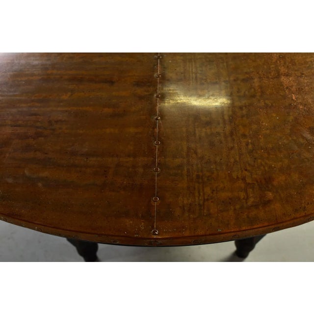English Round Mahogany Table Painted Black With New Copper Top For Sale - Image 10 of 11