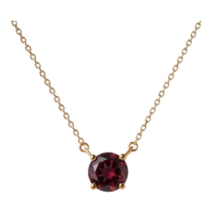 Solitaire Garnet Necklace in 925 Sterling Silver, January Birthstone Stacking Necklace