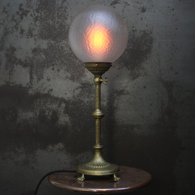 Art deco table or desk lamp with frosted glass globe diameter base 14.8 cm available with uk / us plug e26 / e27 european...