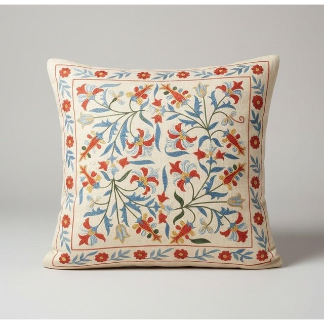 21"x20" 100% Silk Cushion Cover. Embroidered Accent Pillow. Luxury Throw Pillow For Sale - Image 4 of 6