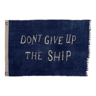 Vintage Style Cotton Indigo Flag, Don't Give Up the Ship For Sale
