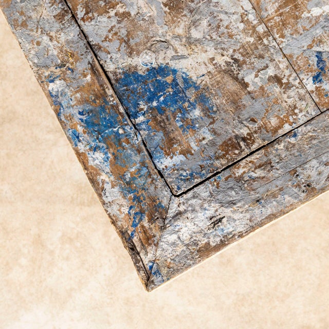 : 1940’s Artists High Console Table – Forged Iron Trestle Bases. Sourced in Cornwall the table is a crudely made artists...