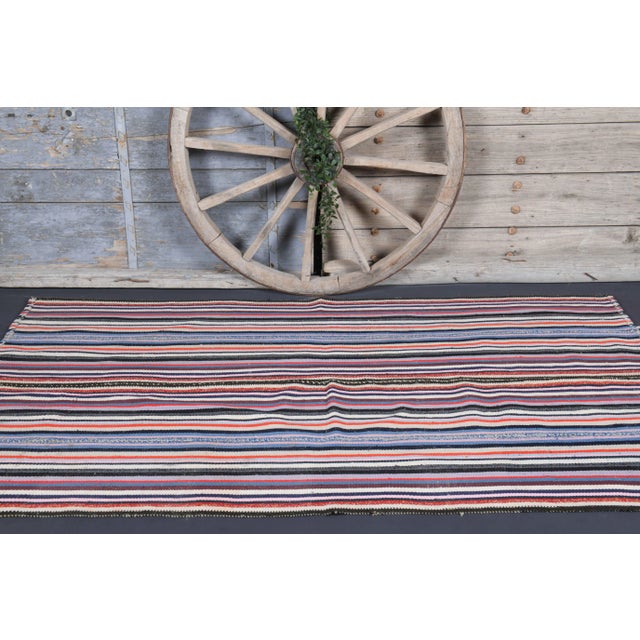 Traditional Vintage Turkish Hand-Knotted Wool Cotton Pink Kilim Area Rug For Sale - Image 3 of 10