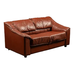 1980s Vintage Leather Loveseat in Brick Red